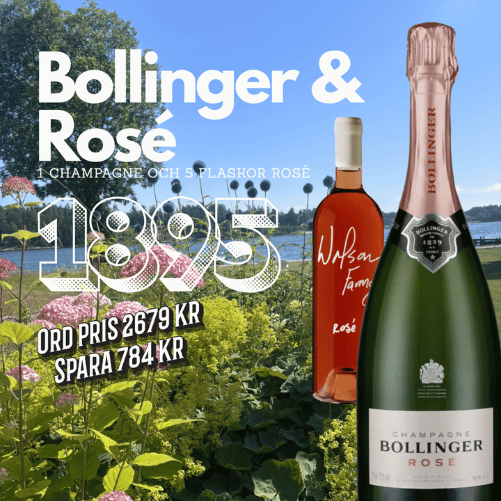 Bollinger Rosé och Rosévin (6 flaskor) Amfora
