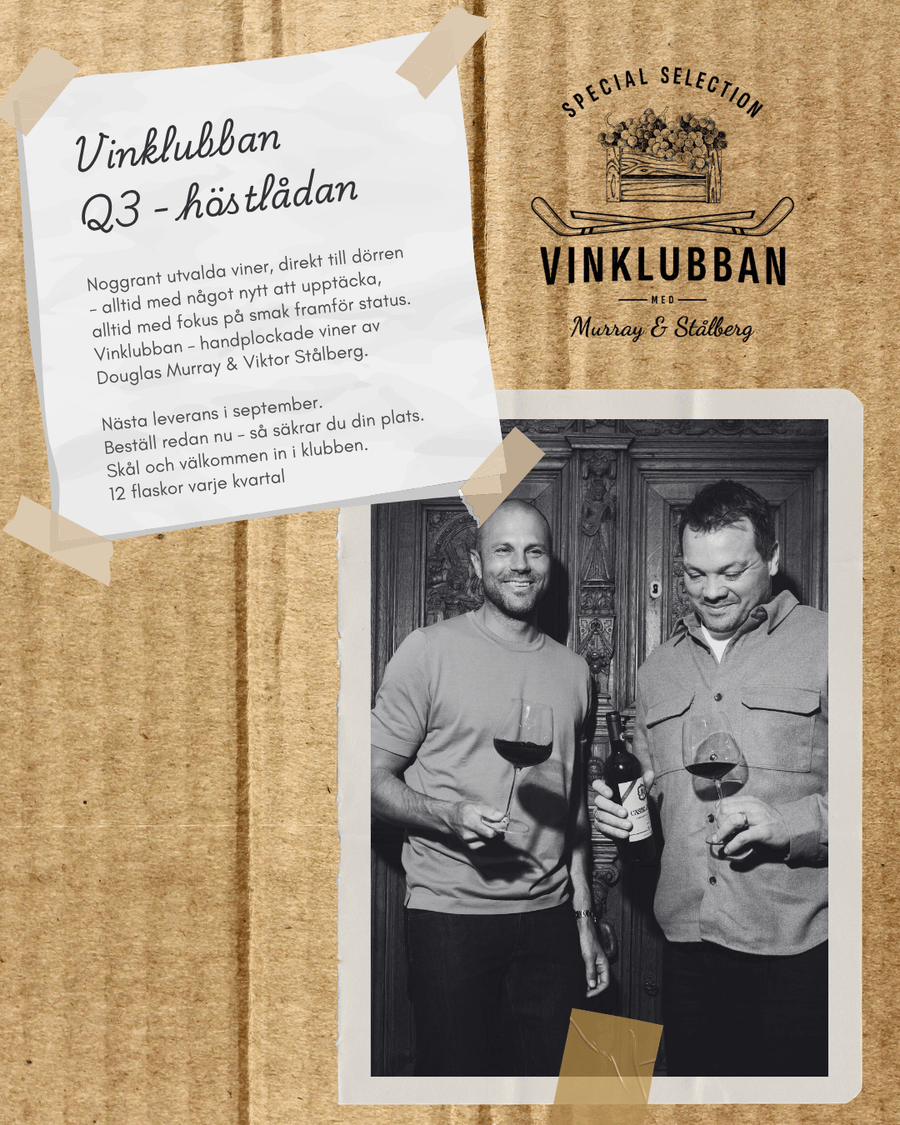 Vinklubban vinlåda med 12 handplockade flaskor
